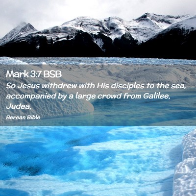 Picture 02 - Mark 3:7 BSB - So Jesus withdrew with His disciples to the sea, - Bible Verse Picture