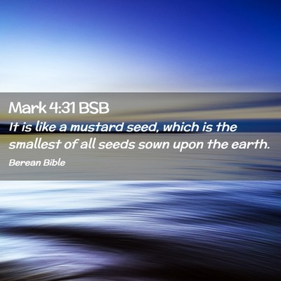 Picture 02 - Mark 4:31 BSB - It is like a mustard seed, which is the smallest - Bible Verse Picture