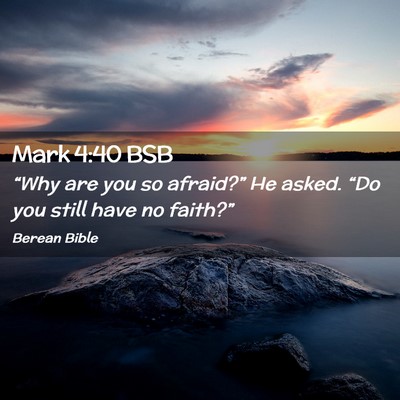 Picture 02 - Mark 4:40 BSB - “Why are you so afraid?” He asked. “Do you - Bible Verse Picture