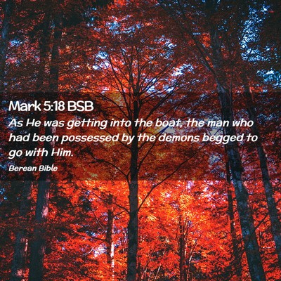 Picture 02 - Mark 5:18 BSB - As He was getting into the boat, the man who had - Bible Verse Picture