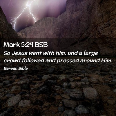 Picture 02 - Mark 5:24 BSB - So Jesus went with him, and a large crowd - Bible Verse Picture