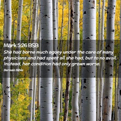 Picture 02 - Mark 5:26 BSB - She had borne much agony under the care of many - Bible Verse Picture