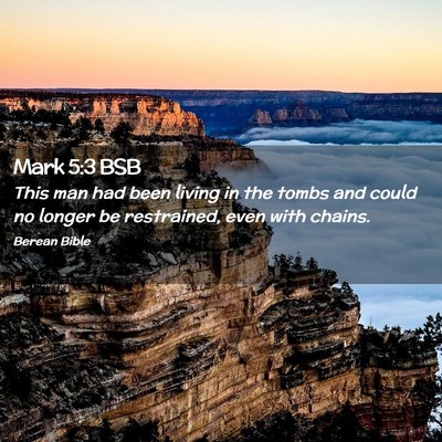 Picture 02 - Mark 5:3 BSB - This man had been living in the tombs and could - Bible Verse Picture