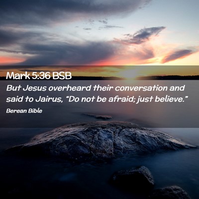 Picture 02 - Mark 5:36 BSB - But Jesus overheard their conversation and said - Bible Verse Picture
