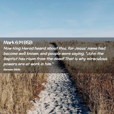 Picture 02 - Mark 6:14 BSB - Now King Herod heard about this, for Jesus’ - Bible Verse Picture
