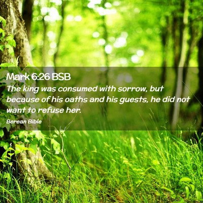 Picture 02 - Mark 6:26 BSB - The king was consumed with sorrow, but because of - Bible Verse Picture