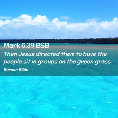 Picture 02 - Mark 6:39 BSB - Then Jesus directed them to have the people sit - Bible Verse Picture