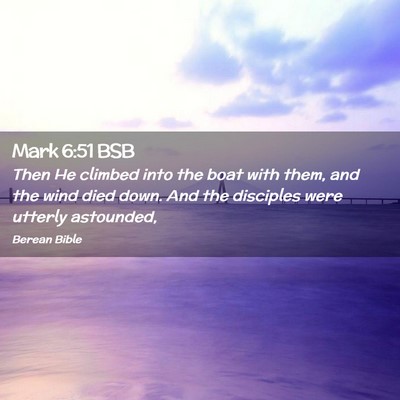 Picture 02 - Mark 6:51 BSB - Then He climbed into the boat with them, and the - Bible Verse Picture