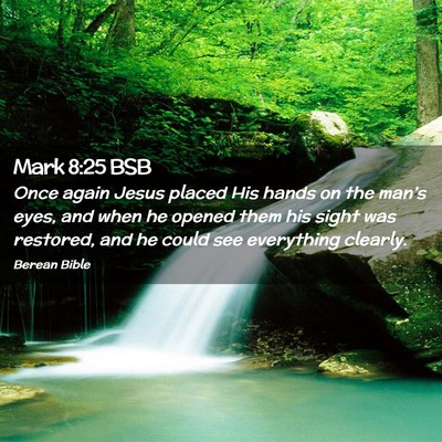 Picture 02 - Mark 8:25 BSB - Once again Jesus placed His hands on the man’s - Bible Verse Picture