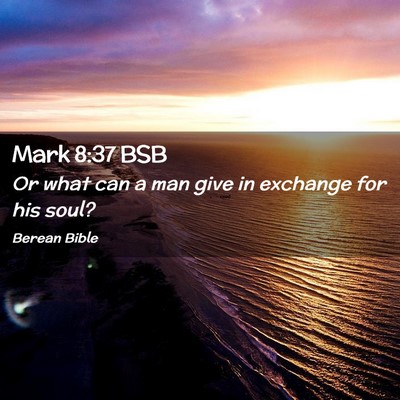Picture 02 - Mark 8:37 BSB - Or what can a man give in exchange for his - Bible Verse Picture