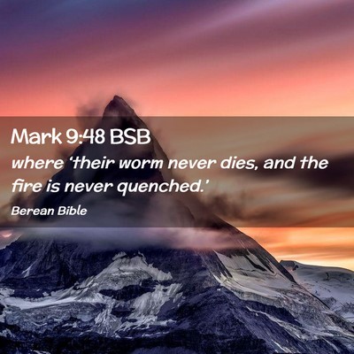 Picture 02 - Mark 9:48 BSB - where ‘their worm never dies, and the fire is - Bible Verse Picture