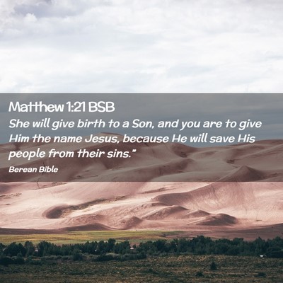Picture 02 - Matthew 1:21 BSB - She will give birth to a Son, and you are to give - Bible Verse Picture