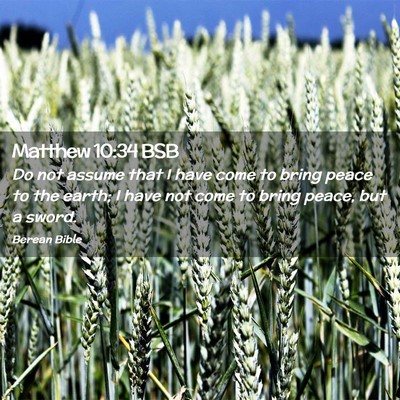 Picture 02 - Matthew 10:34 BSB - Do not assume that I have come to bring peace to - Bible Verse Picture