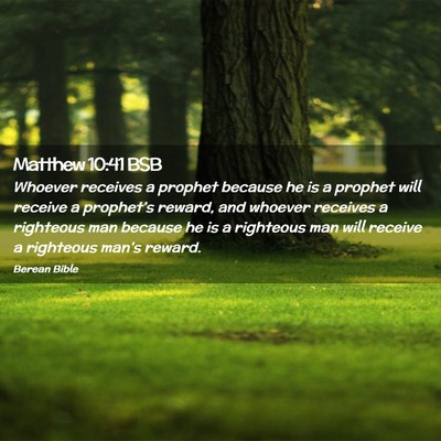 Picture 02 - Matthew 10:41 BSB - Whoever receives a prophet because he is a - Bible Verse Picture