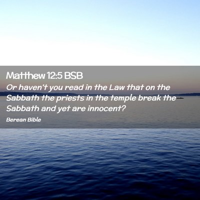 Picture 02 - Matthew 12:5 BSB - Or haven’t you read in the Law that on the - Bible Verse Picture