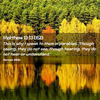 Picture 02 - Matthew 13:13 BSB - This is why I speak to them in parables: - Bible Verse Picture