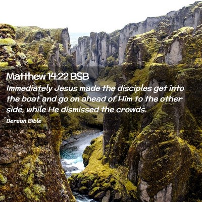 Picture 02 - Matthew 14:22 BSB - Immediately Jesus made the disciples get into the - Bible Verse Picture