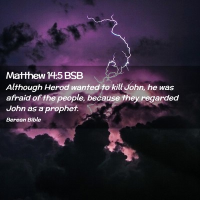 Picture 02 - Matthew 14:5 BSB - Although Herod wanted to kill John, he was afraid - Bible Verse Picture