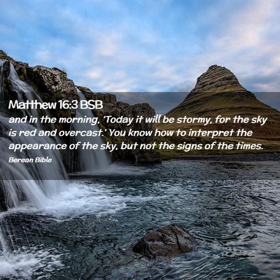 Picture 02 - Matthew 16:3 BSB - and in the morning, ‘Today it will be stormy, - Bible Verse Picture