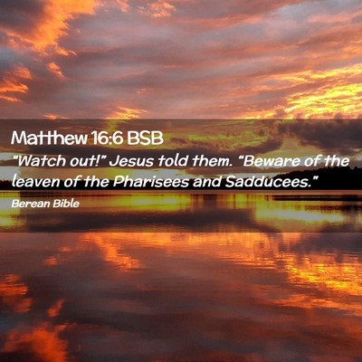 Picture 02 - Matthew 16:6 BSB - “Watch out!” Jesus told them. “Beware of - Bible Verse Picture
