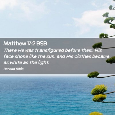 Picture 02 - Matthew 17:2 BSB - There He was transfigured before them. His face - Bible Verse Picture
