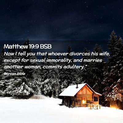 Picture 02 - Matthew 19:9 BSB - Now I tell you that whoever divorces his wife, - Bible Verse Picture
