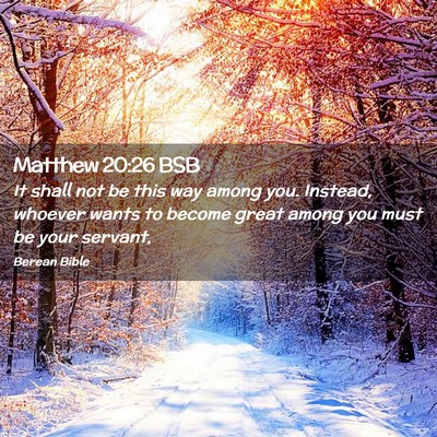 Picture 02 - Matthew 20:26 BSB - It shall not be this way among you. Instead, - Bible Verse Picture