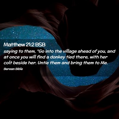 Picture 02 - Matthew 21:2 BSB - saying to them, “Go into the village ahead of - Bible Verse Picture
