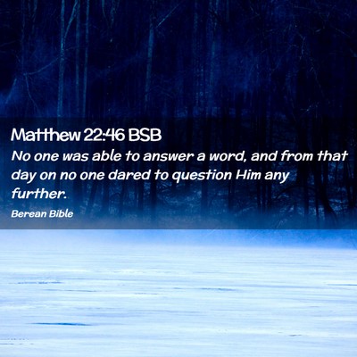 Picture 02 - Matthew 22:46 BSB - No one was able to answer a word, and from that - Bible Verse Picture