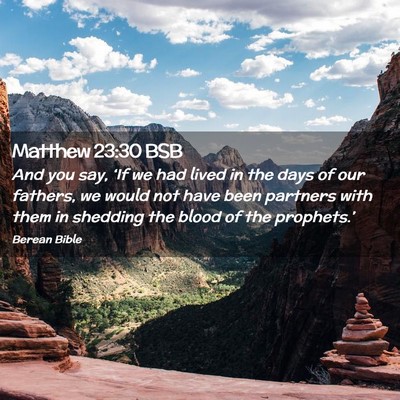Picture 02 - Matthew 23:30 BSB - And you say, ‘If we had lived in the days of - Bible Verse Picture