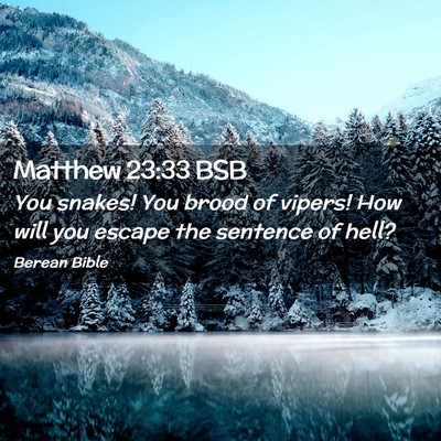 Picture 02 - Matthew 23:33 BSB - You snakes! You brood of vipers! How will you - Bible Verse Picture