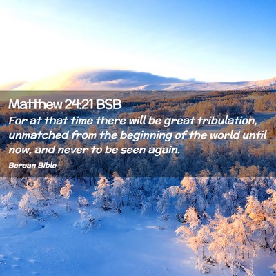 Picture 02 - Matthew 24:21 BSB - For at that time there will be great tribulation, - Bible Verse Picture