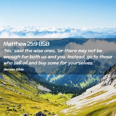 Picture 02 - Matthew 25:9 BSB - ‘No,’ said the wise ones, ‘or there may not - Bible Verse Picture
