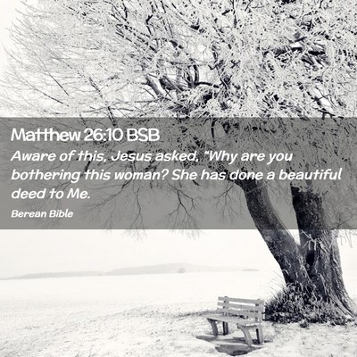 Picture 02 - Matthew 26:10 BSB - Aware of this, Jesus asked, “Why are you - Bible Verse Picture