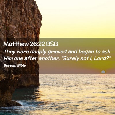 Picture 02 - Matthew 26:22 BSB - They were deeply grieved and began to ask Him one - Bible Verse Picture