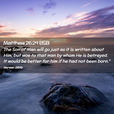 Picture 02 - Matthew 26:24 BSB - The Son of Man will go just as it is written - Bible Verse Picture