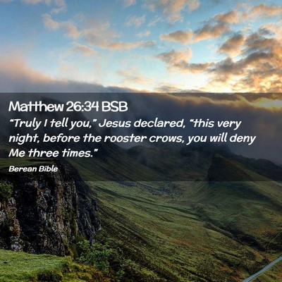 Picture 02 - Matthew 26:34 BSB - “Truly I tell you,” Jesus declared, “this - Bible Verse Picture