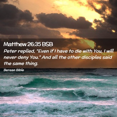 Picture 02 - Matthew 26:35 BSB - Peter replied, “Even if I have to die with You, - Bible Verse Picture