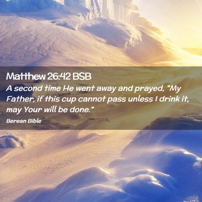Picture 02 - Matthew 26:42 BSB - A second time He went away and prayed, “My - Bible Verse Picture