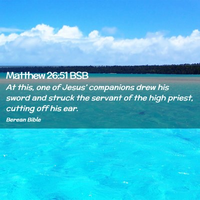 Picture 02 - Matthew 26:51 BSB - At this, one of Jesus’ companions drew his - Bible Verse Picture