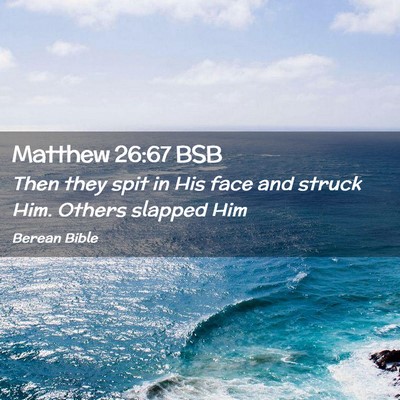 Picture 02 - Matthew 26:67 BSB - Then they spit in His face and struck Him. Others - Bible Verse Picture