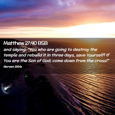 Picture 02 - Matthew 27:40 BSB - and saying, “You who are going to destroy the - Bible Verse Picture