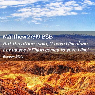 Picture 02 - Matthew 27:49 BSB - But the others said, “Leave Him alone. Let us - Bible Verse Picture