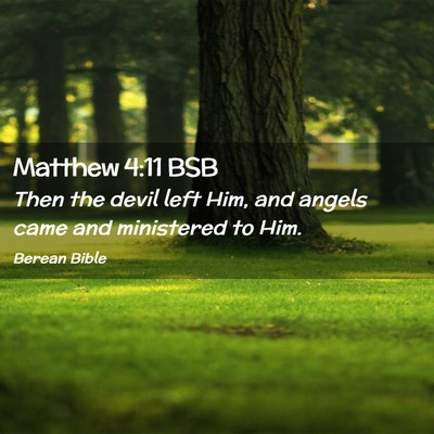 Picture 02 - Matthew 4:11 BSB - Then the devil left Him, and angels came and - Bible Verse Picture