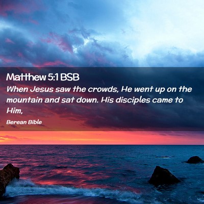 Picture 02 - Matthew 5:1 BSB - When Jesus saw the crowds, He went up on the - Bible Verse Picture