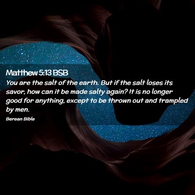 Picture 02 - Matthew 5:13 BSB - You are the salt of the earth. But if the salt - Bible Verse Picture