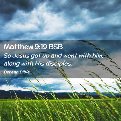 Picture 02 - Matthew 9:19 BSB - So Jesus got up and went with him, along with His - Bible Verse Picture