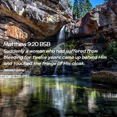 Picture 02 - Matthew 9:20 BSB - Suddenly a woman who had suffered from bleeding - Bible Verse Picture