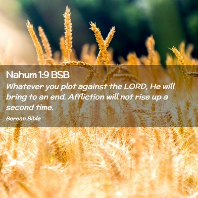 Picture 02 - Nahum 1:9 BSB - Whatever you plot against the LORD, He will bring - Bible Verse Picture