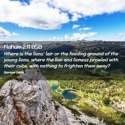 Picture 02 - Nahum 2:11 BSB - Where is the lions’ lair or the feeding ground - Bible Verse Picture